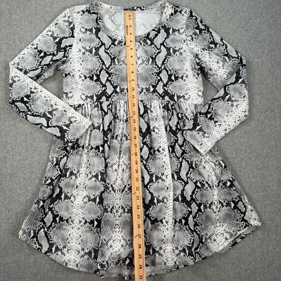 Jodifl Snake Print Mini Dress Women's Small Gray Long Sleeve Round Neck - Picture 5 of 8